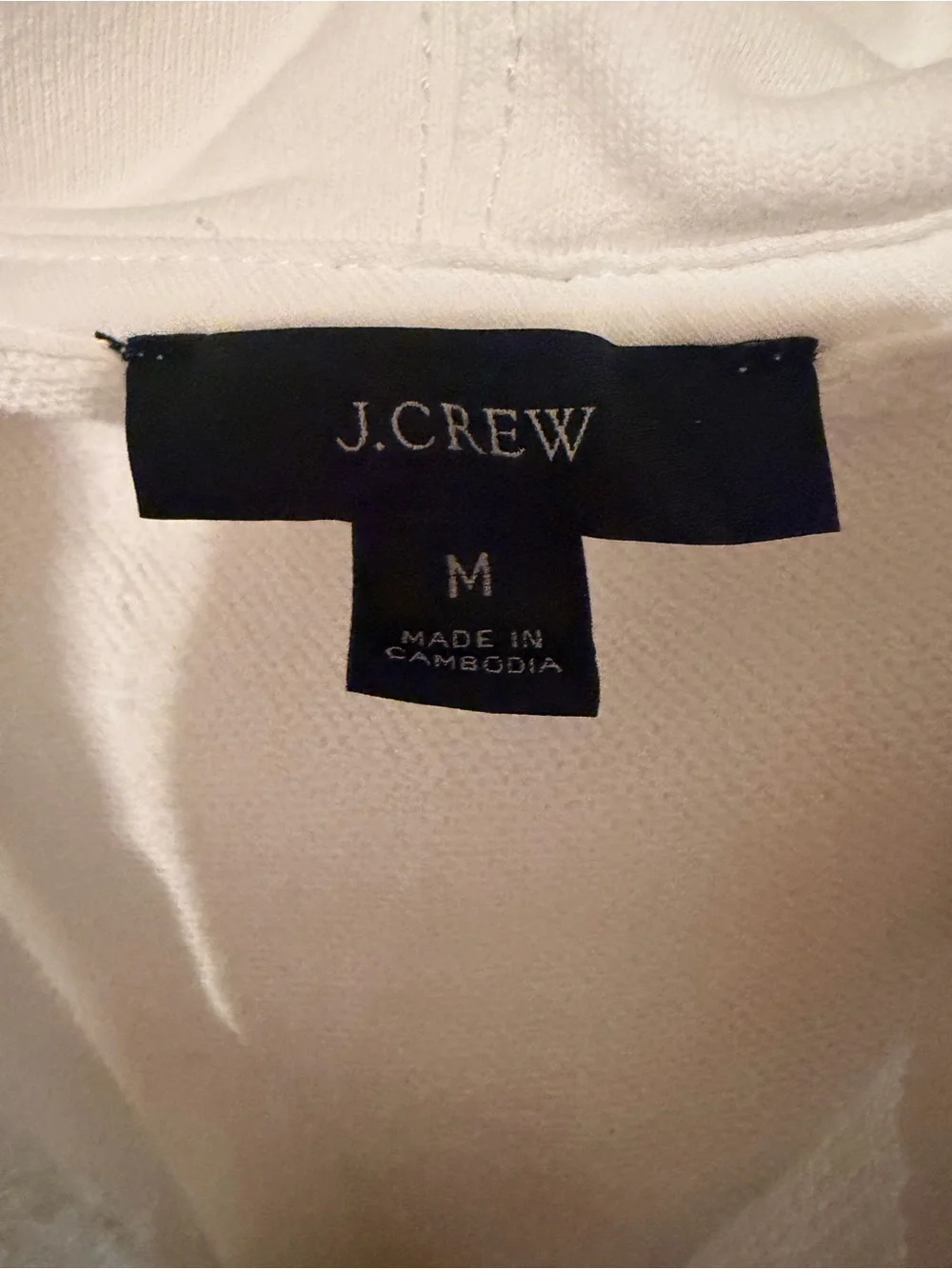 J. Crew White Full-Zip Hooded Sweatshirt